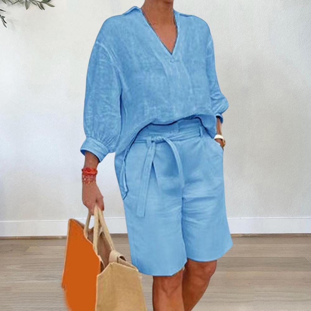 Linen Shirt Breathable - Cotton Linen Women's Two Piece Set