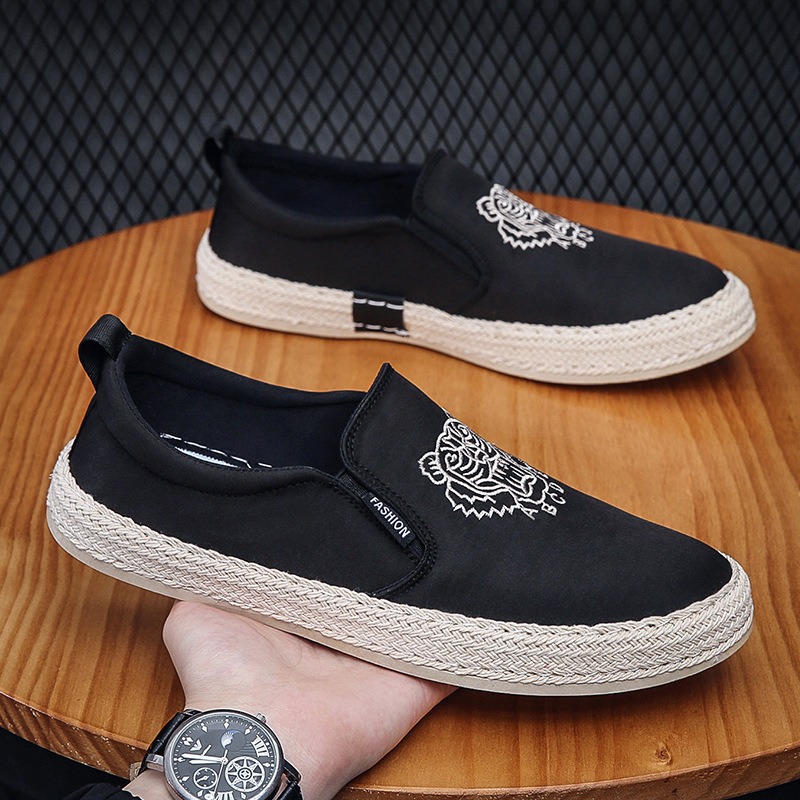 black Breathable shoes for man - Espadrille Slip On ulasan dan harga