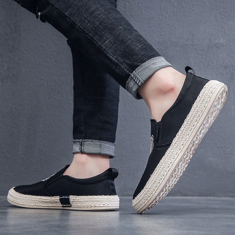 black Breathable shoes for man - Espadrille Slip On ulasan dan harga