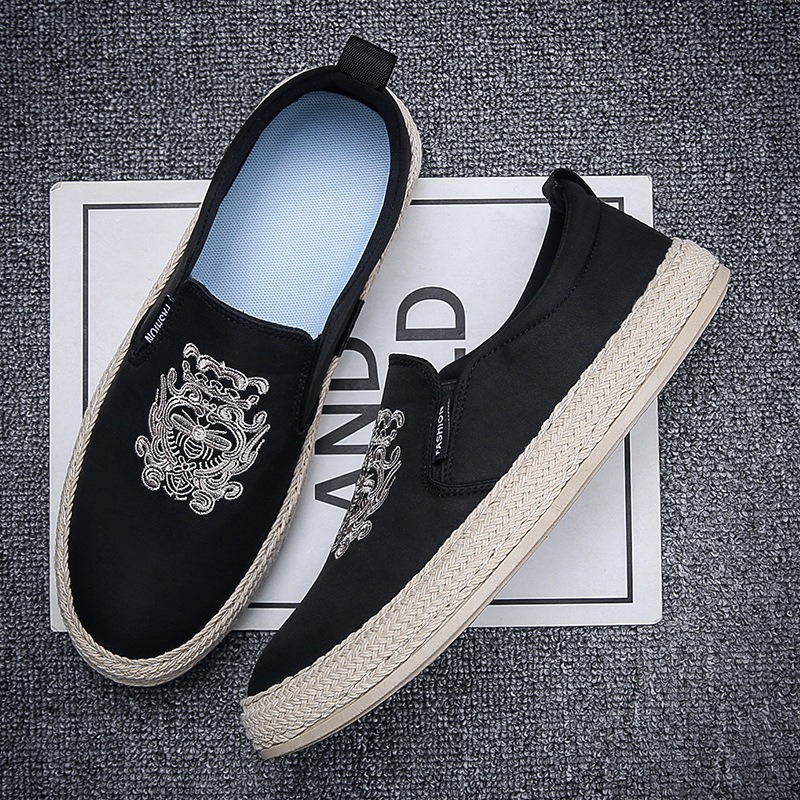 black Breathable shoes for man - Espadrille Slip On ulasan dan harga