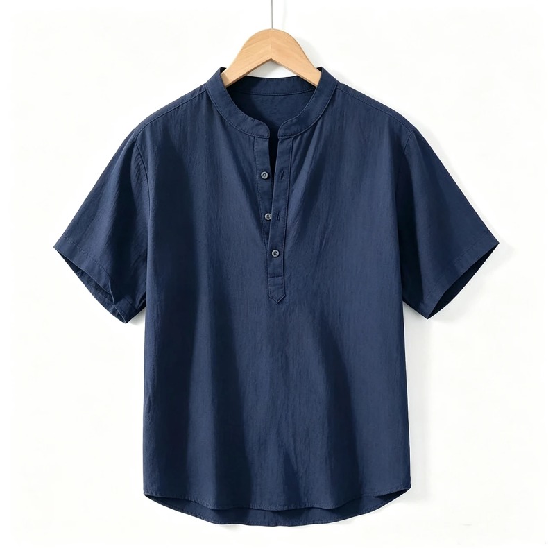 Summer Mens Short Sleeve Shirt - Linen Shirt Breathable ulasan dan harga