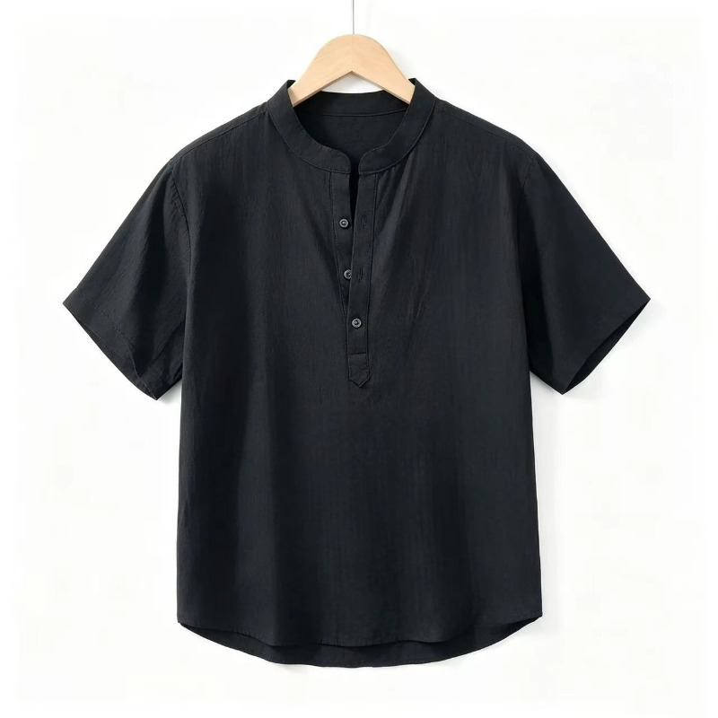 Summer Mens Short Sleeve Shirt - Linen Shirt Breathable ulasan dan harga