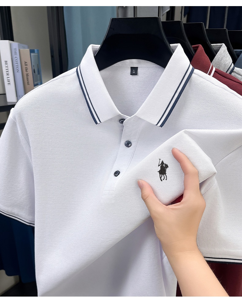 Summer Striped Collar Polo Shi - Polo Shirt Pique ulasan dan harga