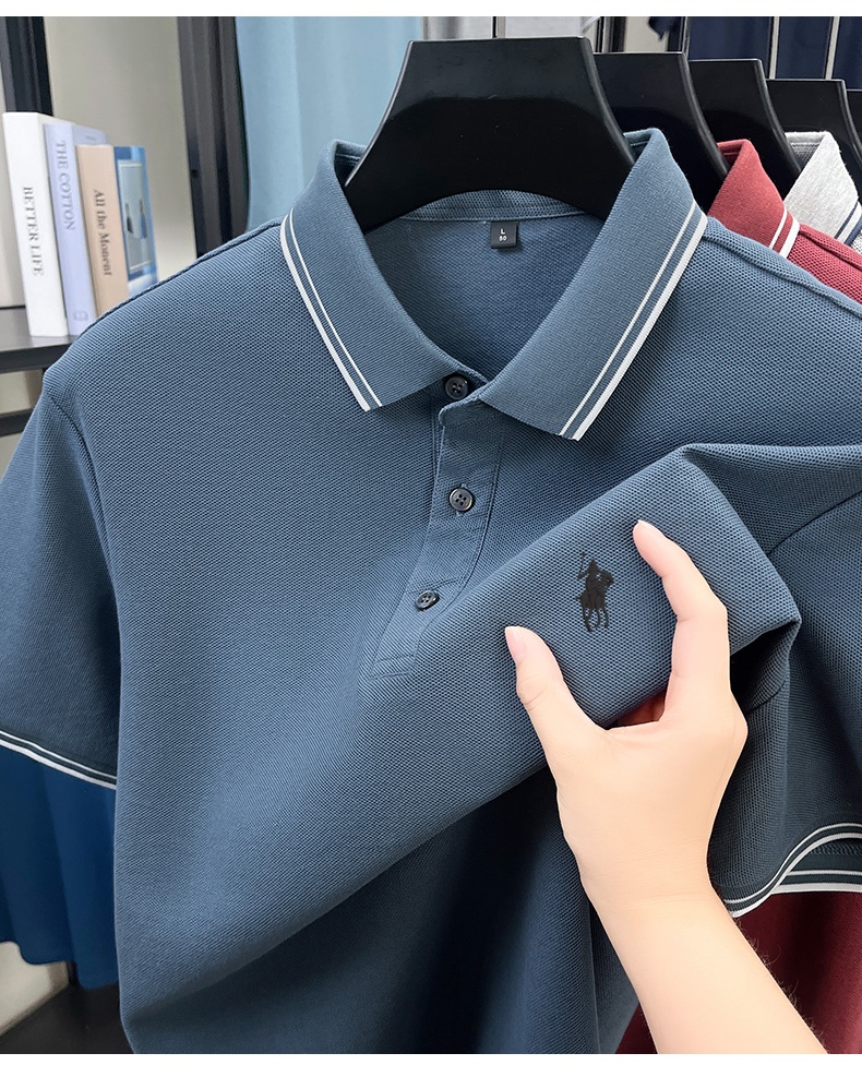 Summer Striped Collar Polo Shi - Polo Shirt Pique ulasan dan harga