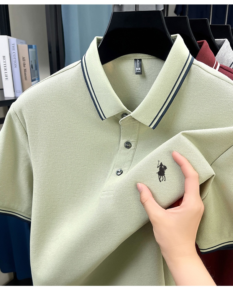 Summer Striped Collar Polo Shi - Polo Shirt Pique ulasan dan harga