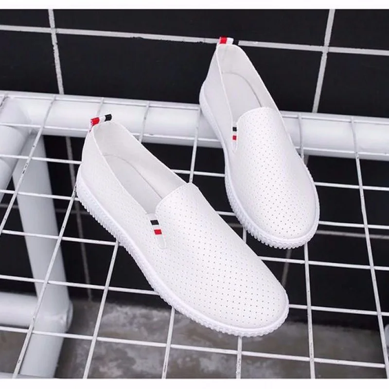 Women Sneakers White Flats Cut - Espadrille Slip On ulasan dan harga
