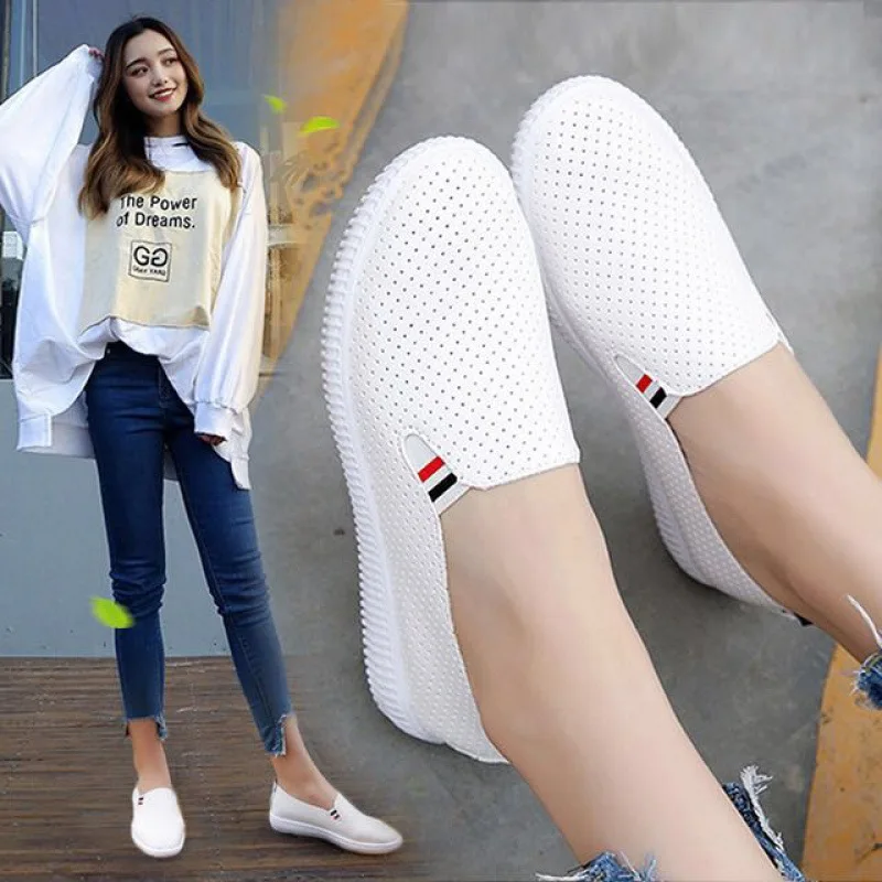 Women Sneakers White Flats Cut - Espadrille Slip On ulasan dan harga