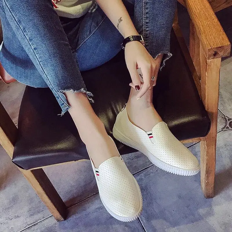 Women Sneakers White Flats Cut - Espadrille Slip On ulasan dan harga