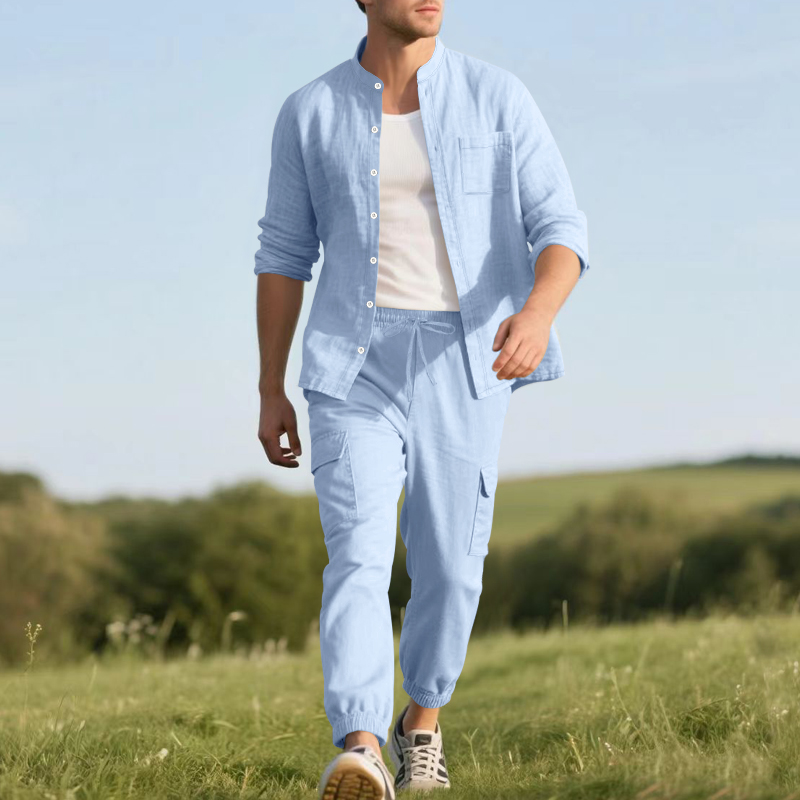 Men's Linen Breathable Two-Pie - Linen Shirt Breathable ulasan dan harga
