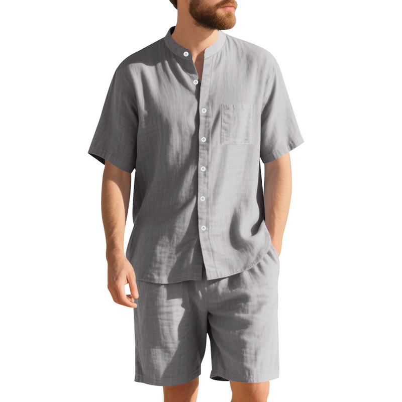 Summer Men's Linen Loose-Fit S - Linen Shirt Breathable ulasan dan harga