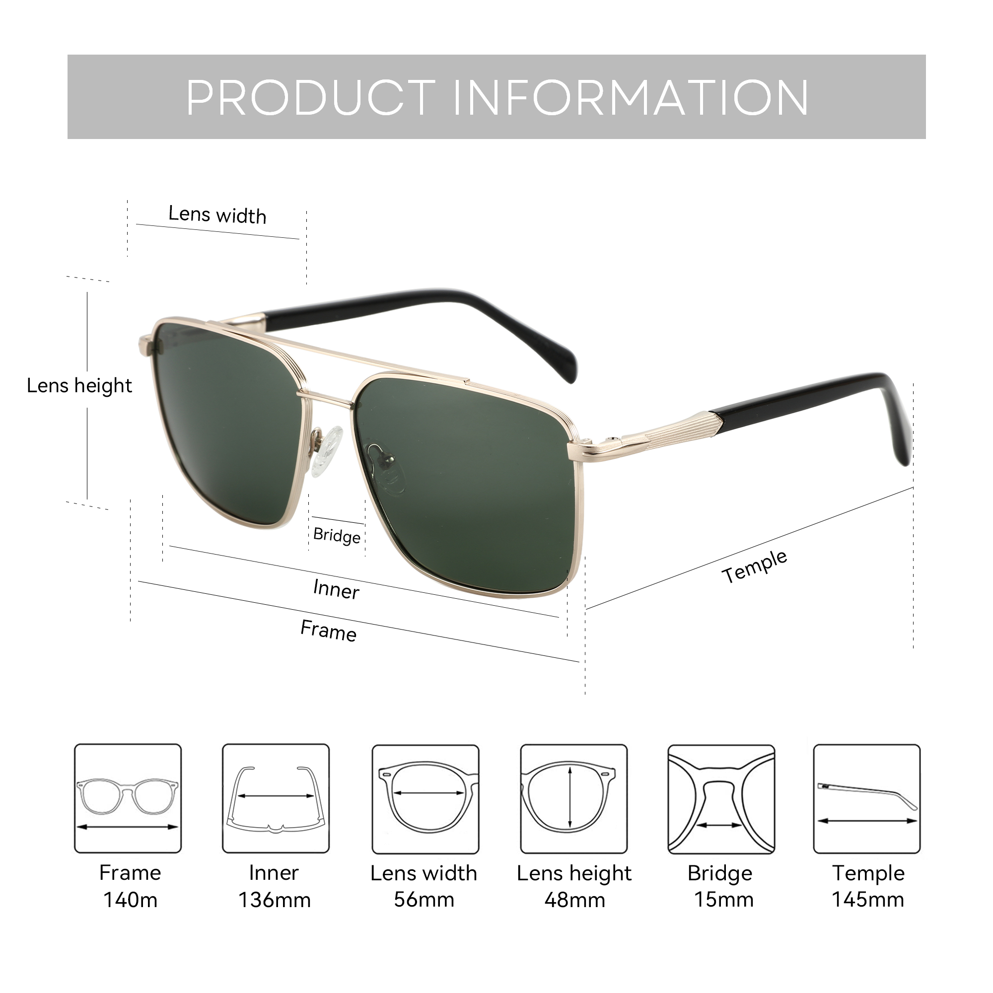 BLUEMOKY L Size Fashion Metal  - Sunglasses Aviator Polarized ulasan dan harga