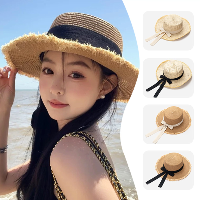 Women Straw Sun Hat Bowknot Su - Packable Hat Nylon ulasan dan harga