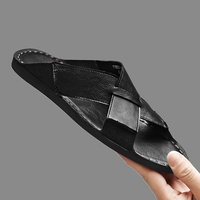 Fashion Genuine Leather Men Sl - Flip Flop Leather Men ulasan dan harga