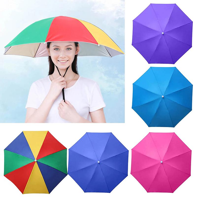 Hot! Head-mounted Umbrella Fol - Bucket Hat Straw ulasan dan harga