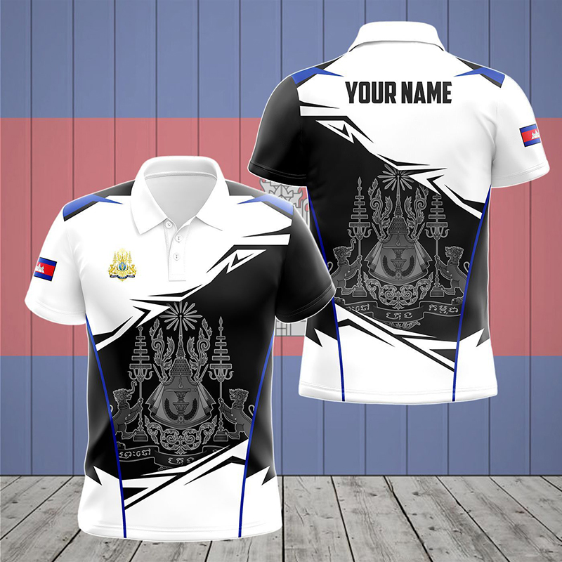 Custom Name Cambodia Flag Grap - Shirt Camp Collar ulasan dan harga