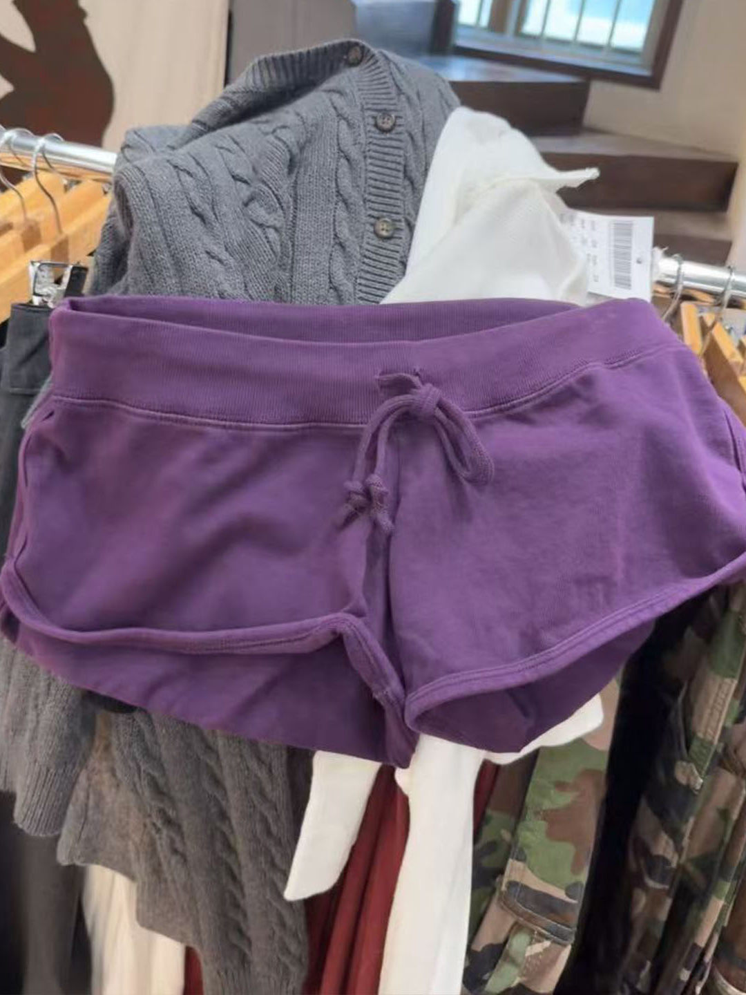 Purple Cotton Short Pant Women - Short Linen Drawstring ulasan dan harga