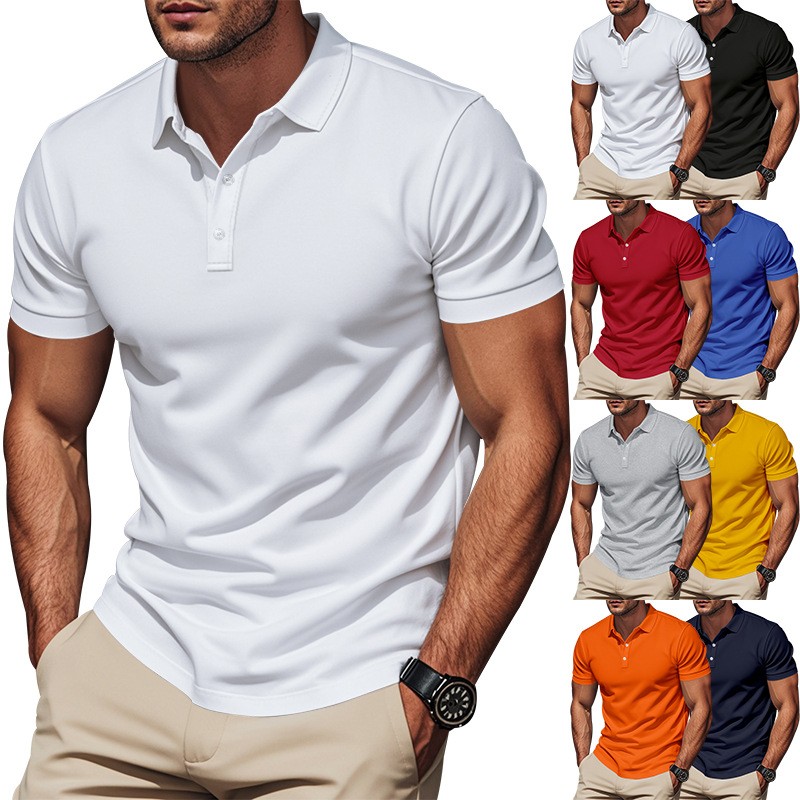 Casual Slim Fit Shirt Short Sl - Polo Shirt Pique ulasan dan harga