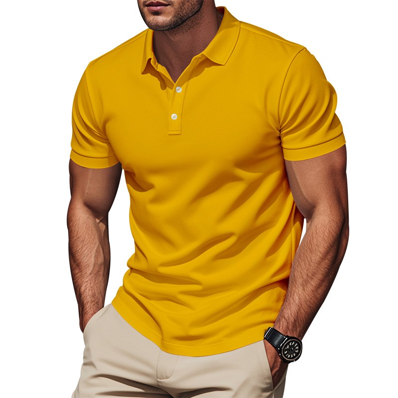 Casual Slim Fit Shirt Short Sl - Polo Shirt Pique ulasan dan harga