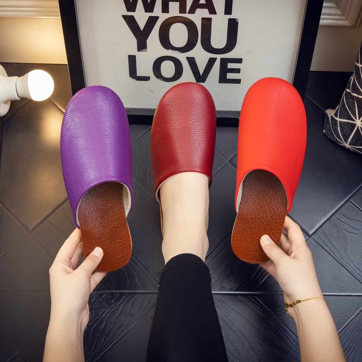 Fashion black leather slippers - Flip Flop Leather Men ulasan dan harga