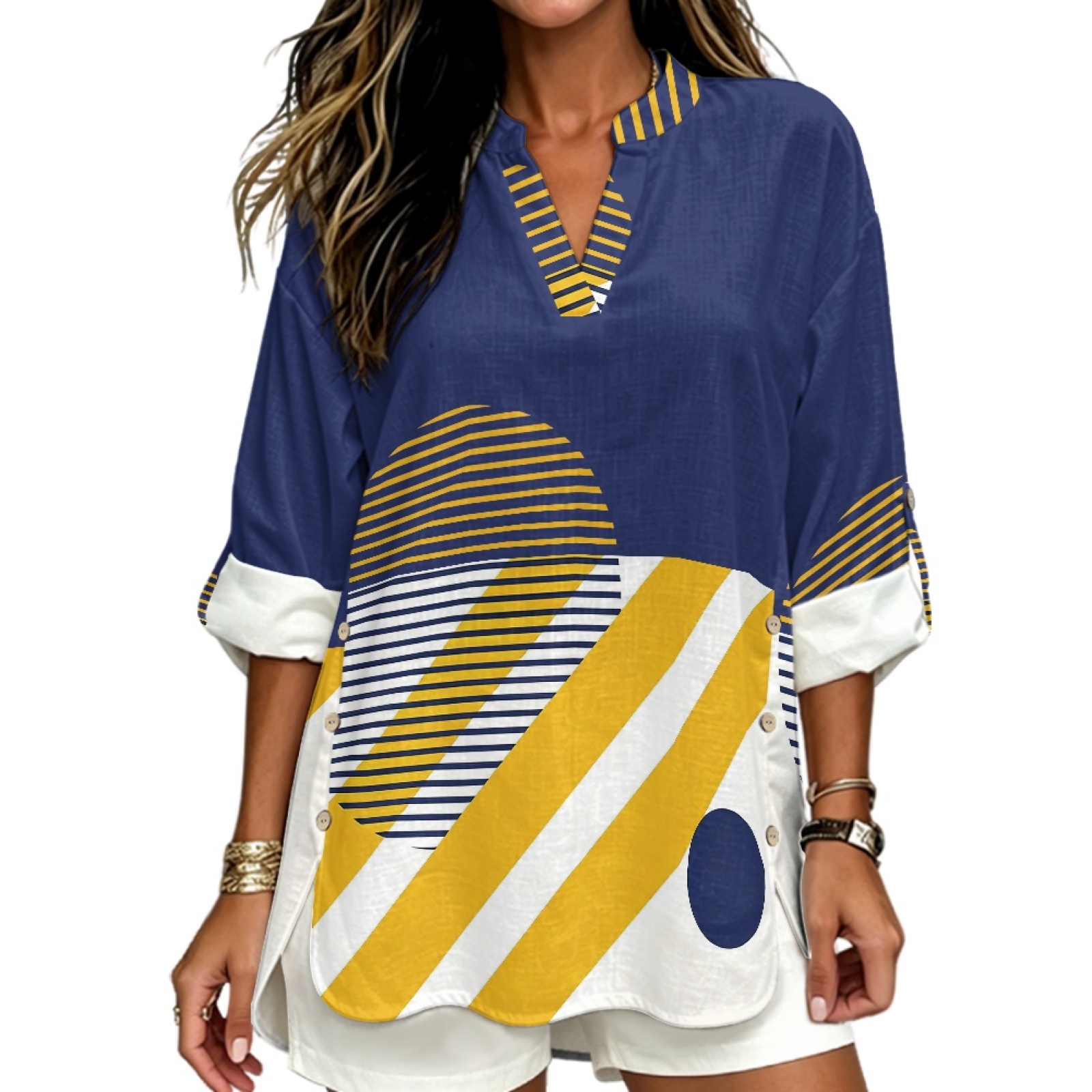 INSTANTARTS Women'S Linen V-Ne - Linen Shirt Breathable ulasan dan harga