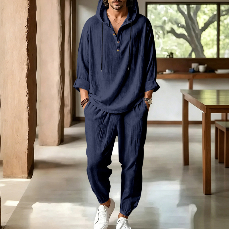 Men's Summer Linen 2 Piece Set - Short Linen Drawstring ulasan dan harga