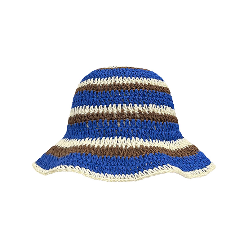 New Striped Knitted Straw Croc - Bucket Hat Straw ulasan dan harga