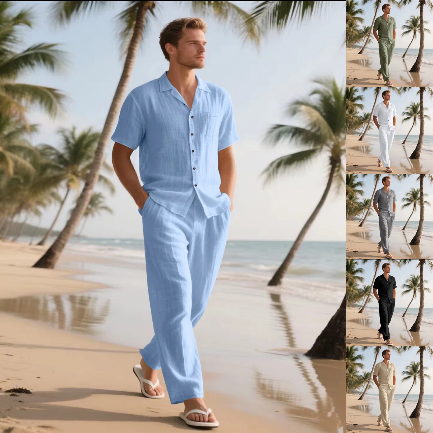 Summer Men's New Linen Casual  - Short Linen Drawstring ulasan dan harga