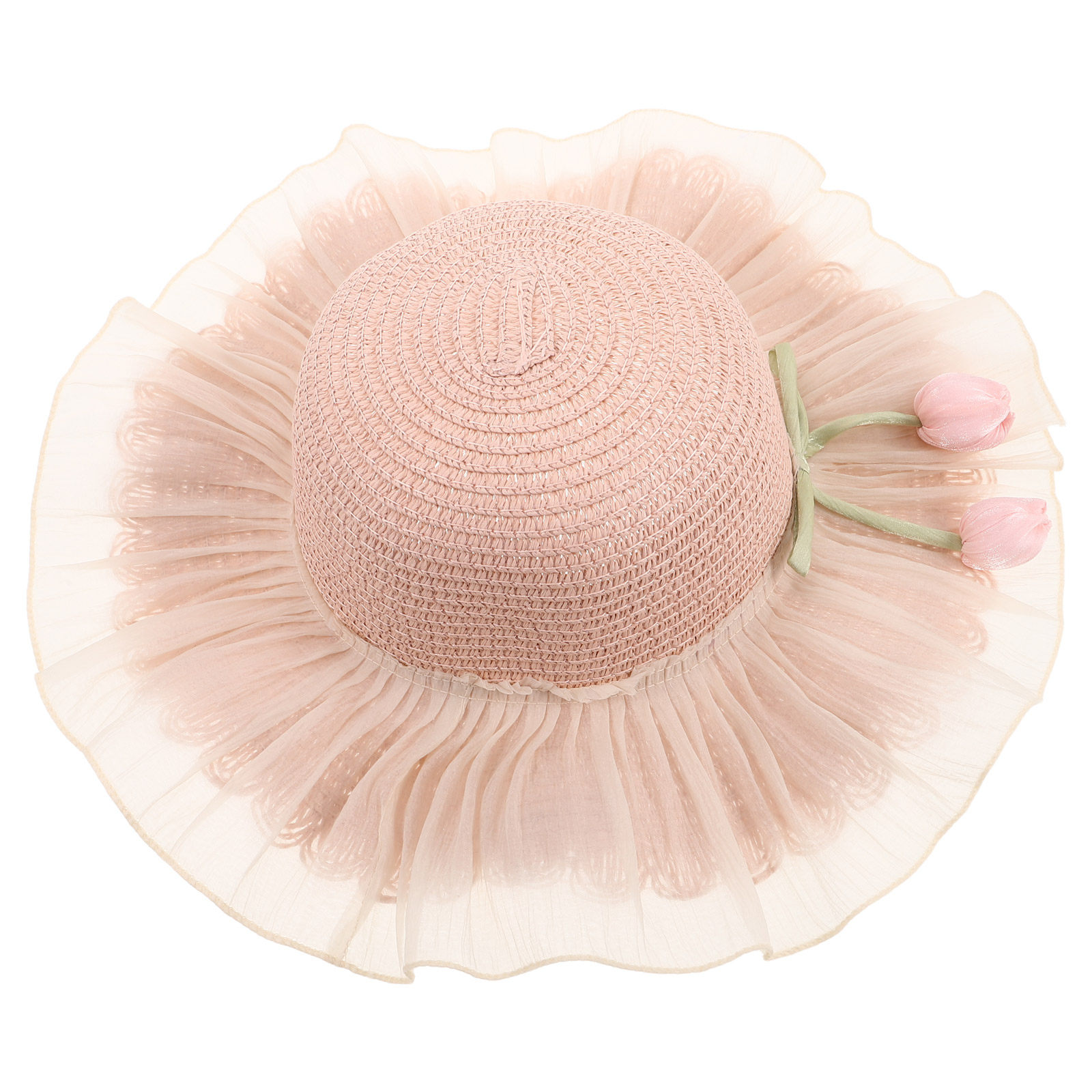 Girl Summer Straw Sun Hat Adju - Bucket Hat Straw ulasan dan harga