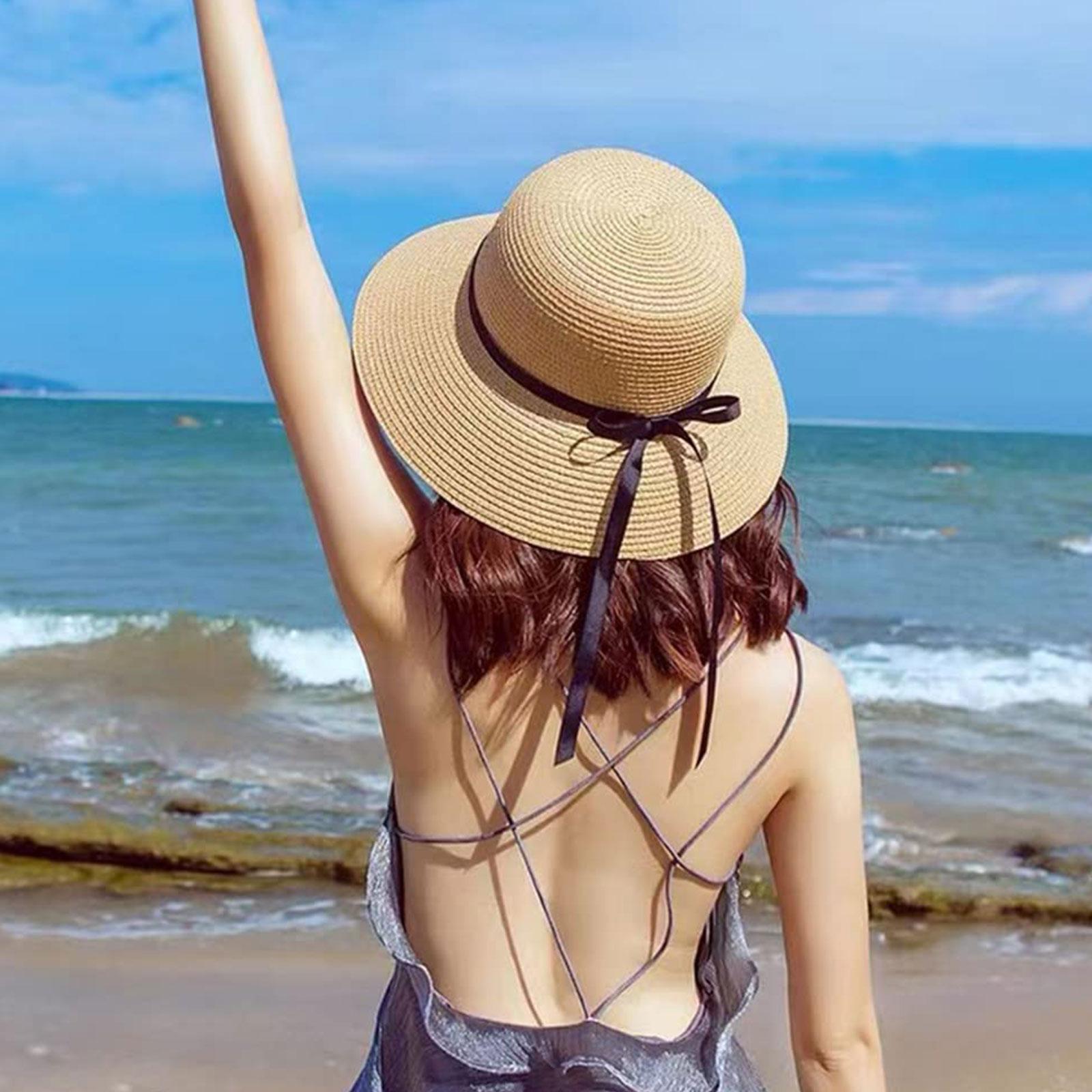 Summer Straw Hat Big Wide Brim - Bucket Hat Straw ulasan dan harga