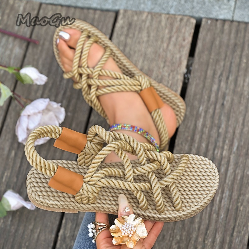 Women's Braided Rope Flat Sand - Espadrille Slip On ulasan dan harga