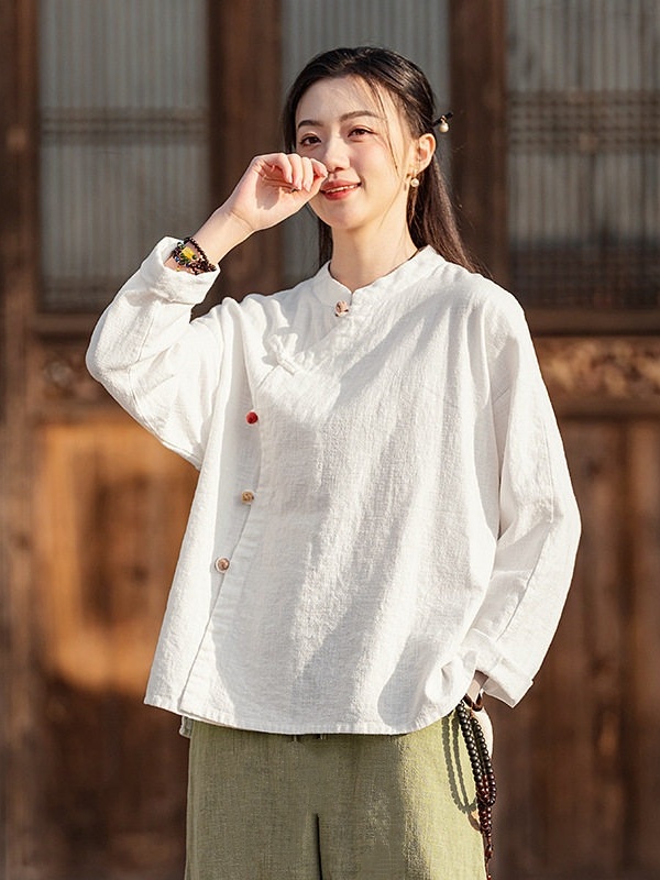 New Chinese Style Zen Meditati - Linen Shirt Breathable ulasan dan harga