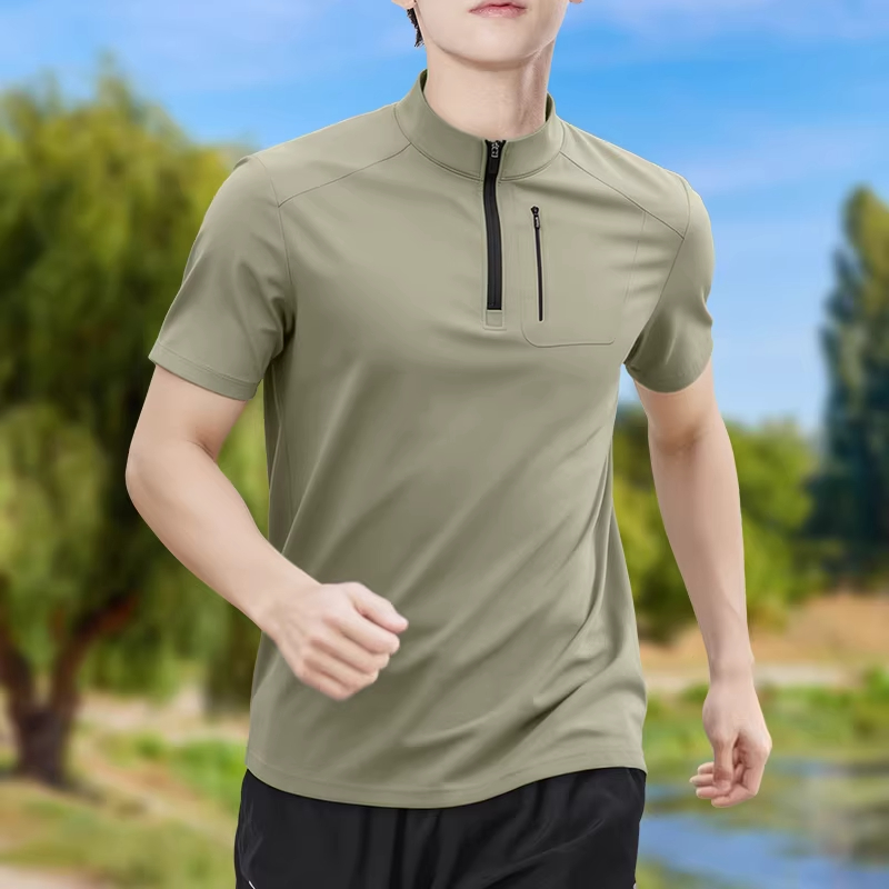 Men's Half-Zip High-Stretch Qu - Shirt Camp Collar ulasan dan harga
