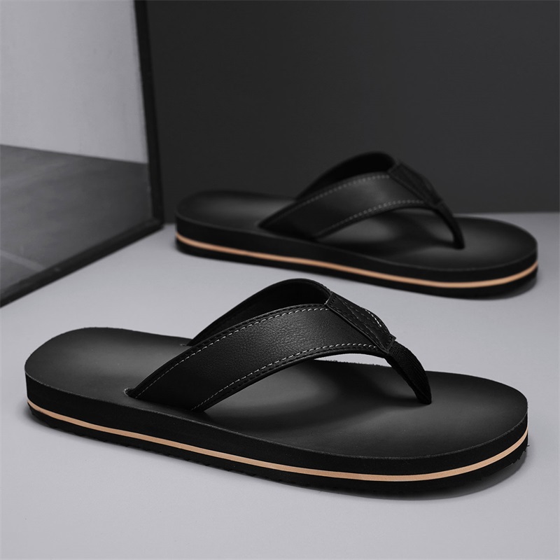 Men's Vintage Washed Faux Leat - Flip Flop Leather Men ulasan dan harga