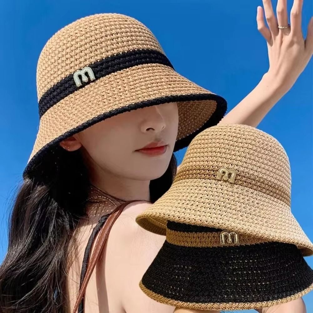 Fashion Elegant Bow Fisherman  - Bucket Hat Straw ulasan dan harga