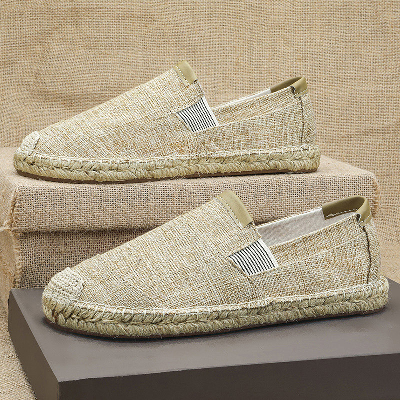2025New Men Linen Casual Shoes - Espadrille Slip On ulasan dan harga