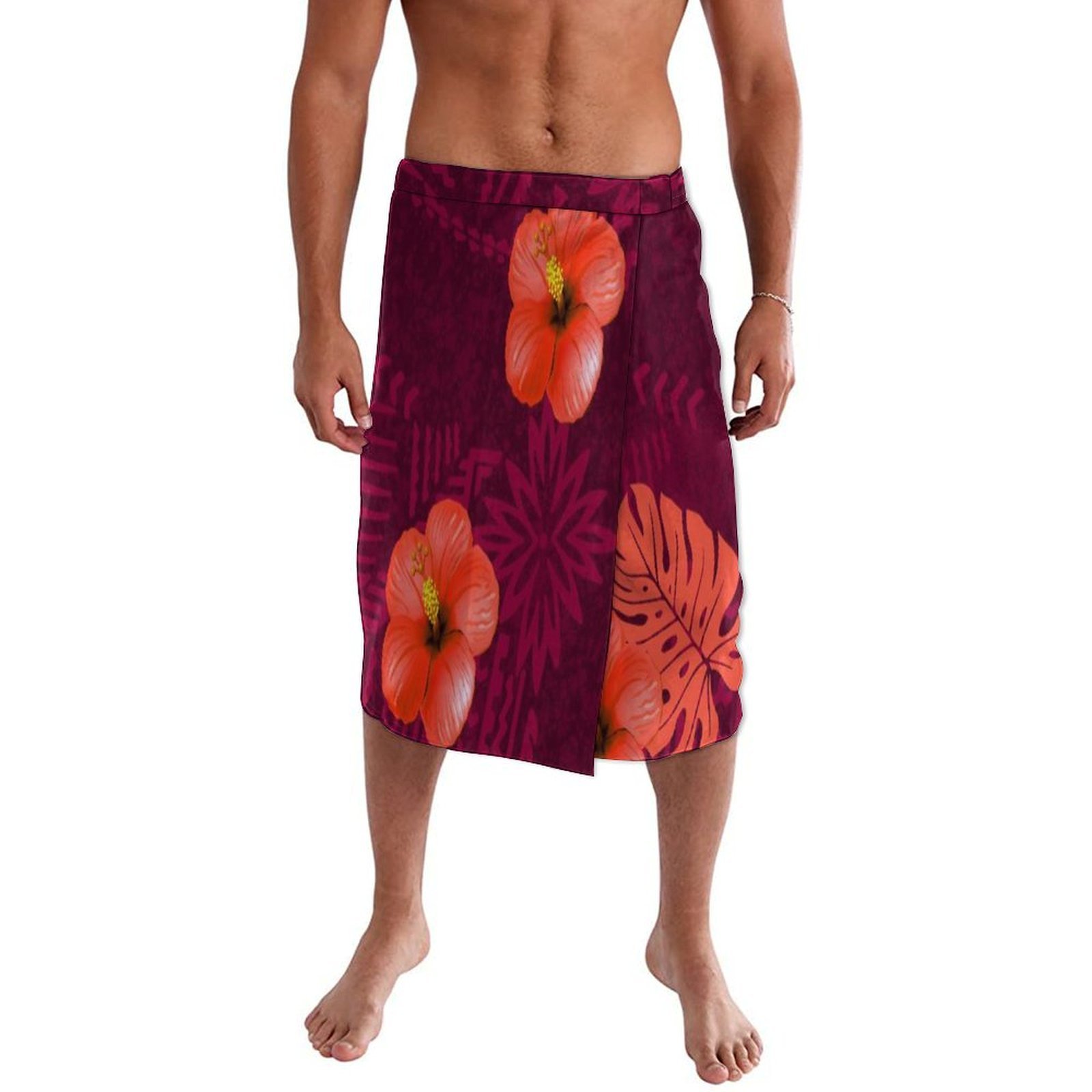 Blue Floral Polynesian Beach W - Sarong Men Wrap ulasan dan harga