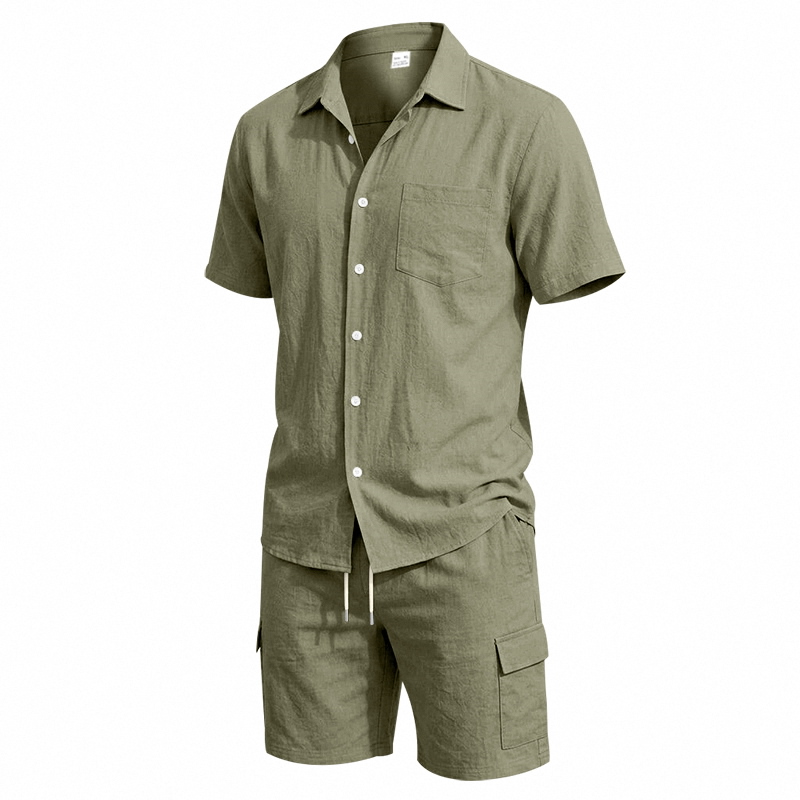 Men Summer American Linen Two  - Linen Shirt Breathable ulasan dan harga